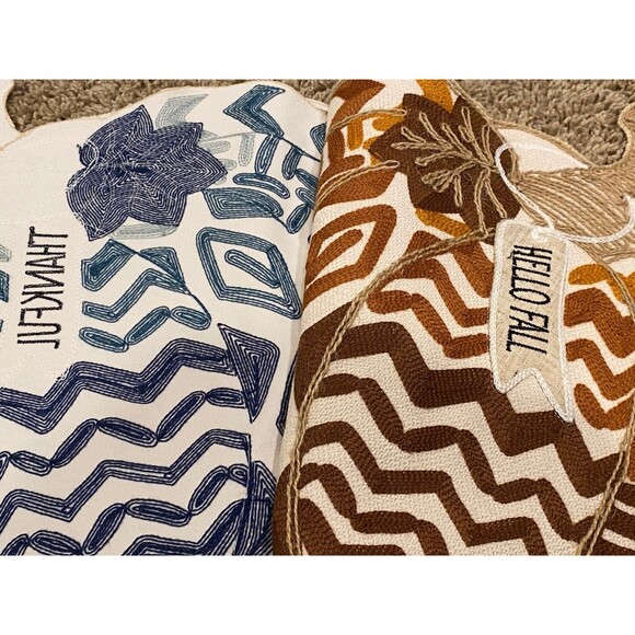 From the Hearth Set of 4 Pumpkin Fall Thanksgiving Placemats Embroidered Chevron - Picture 7 of 7